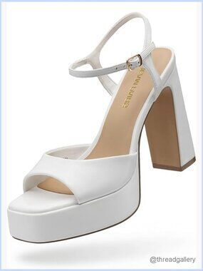 Square Toe Chunky Platform Heels Ankle Strap Sandals Heels